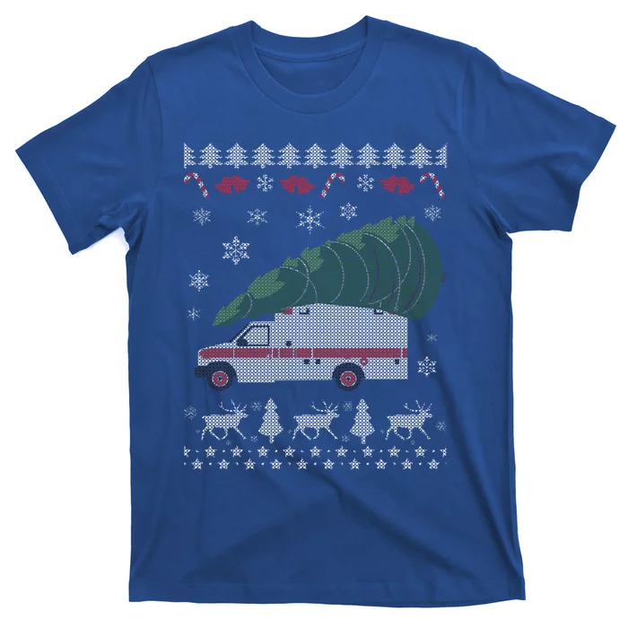 Ems Emt Paramedic First Responder Ugly Christmas Ambulance Gift T-Shirt