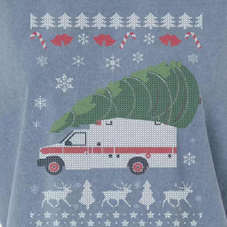 Ems Emt Paramedic First Responder Ugly Christmas Ambulance Gift Garment-Dyed Women's Muscle Tee