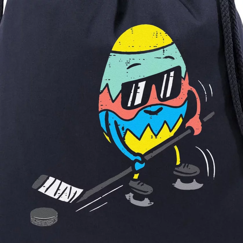 Easter Egg Playing Ice Hockey Cute Sports Drawstring Bag