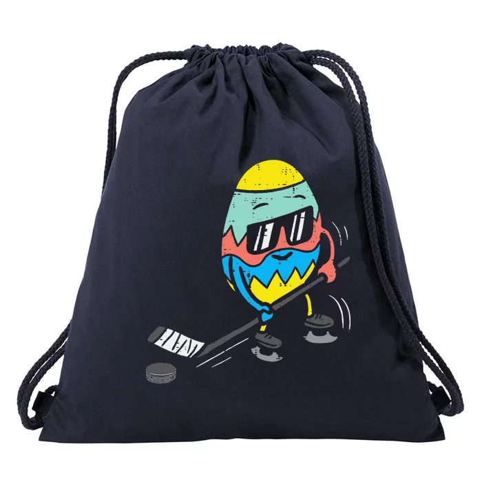 Easter Egg Playing Ice Hockey Cute Sports Drawstring Bag