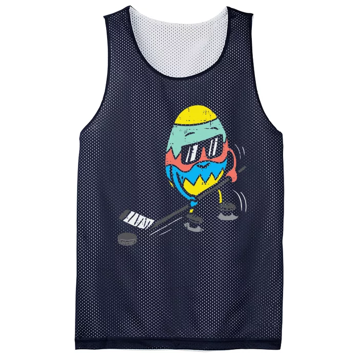 Easter Egg Playing Ice Hockey Cute Sports Mesh Reversible Basketball Jersey Tank