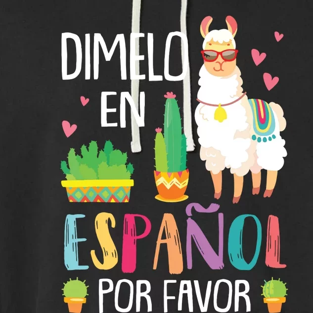 En Espanol Por Favor Bilingual Spanish Teacher Gifts Garment-Dyed Fleece Hoodie