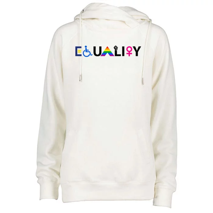 EQUALITY Equal Rights LGBTQ Ally Unity Pride Feminist Womens Funnel Neck Pullover Hood