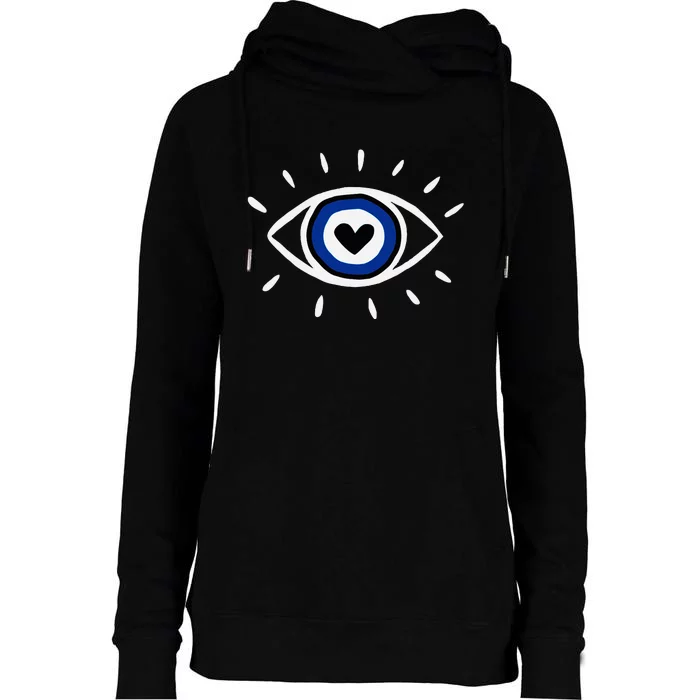 Evil Eye Spiritual Protection Esoteric Mystical Themed Womens Funnel Neck Pullover Hood