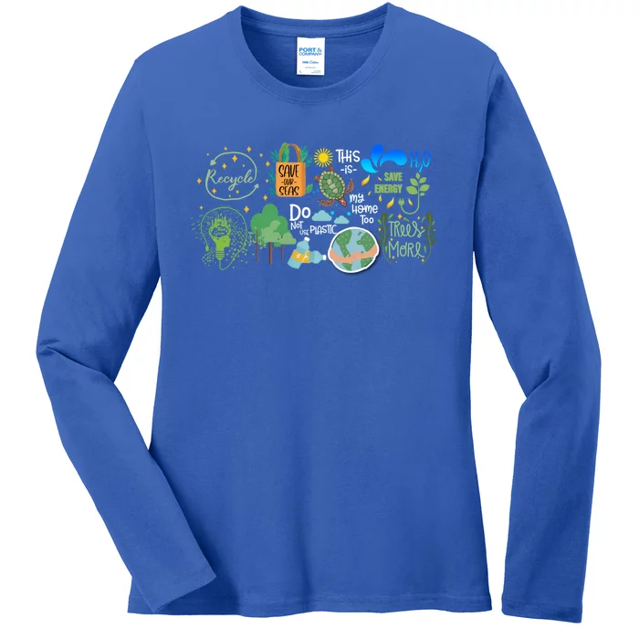 Eco Energy Save The Planet Earth Day Climate Change Great Gift Ladies Long Sleeve Shirt