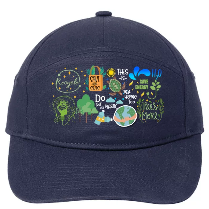 Eco Energy Save The Planet Earth Day Climate Change Great Gift 7-Panel Snapback Hat