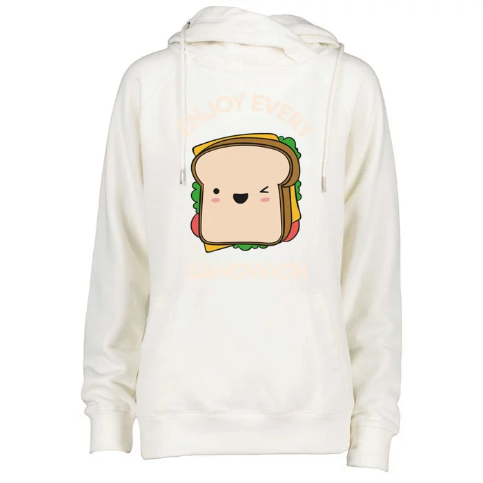 Enjoy Every Sandwich Kawaii Cute Foodie Warren Zevon Quote Funny Gift Womens Funnel Neck Pullover Hood