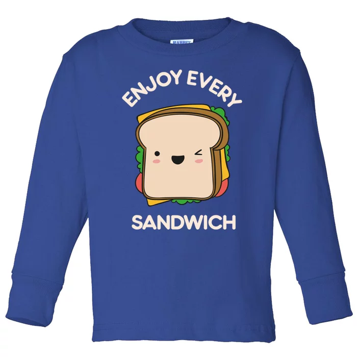 Enjoy Every Sandwich Kawaii Cute Foodie Warren Zevon Quote Funny Gift Toddler Long Sleeve Shirt