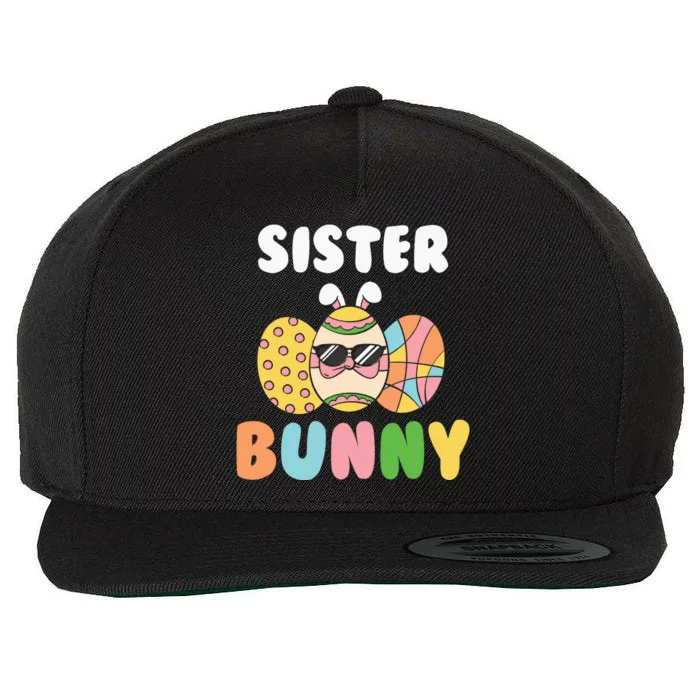 Easter Egg Sister Bunny Matching Family Easter Day Gift Wool Snapback Cap