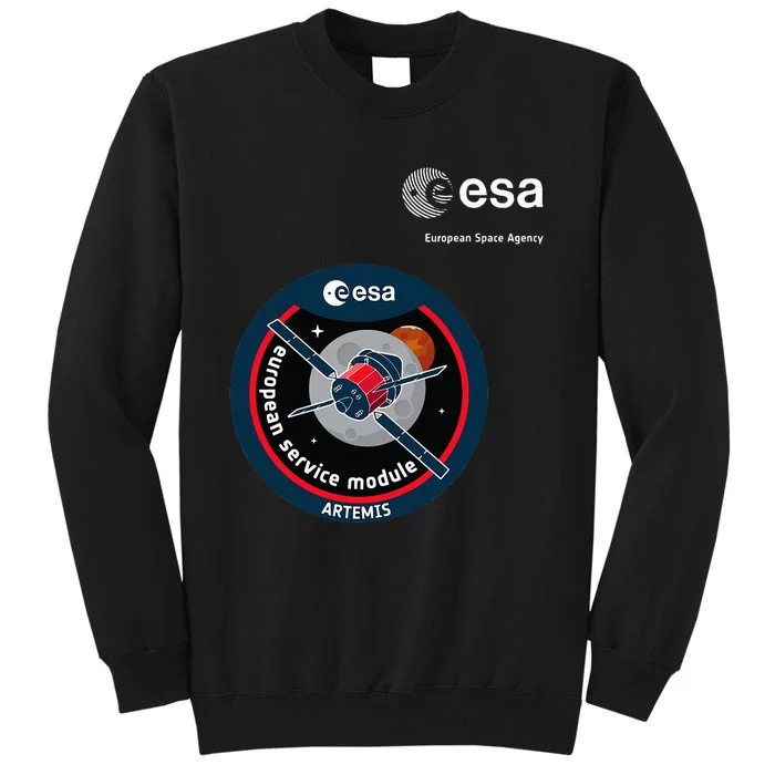 Esa European Space Agency Mission Esm Artemis Patch Tall Sweatshirt