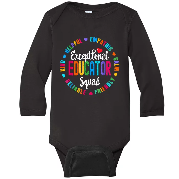 Exceptional Educator Squad Special Education Teacher Autism Baby Long Sleeve Bodysuit