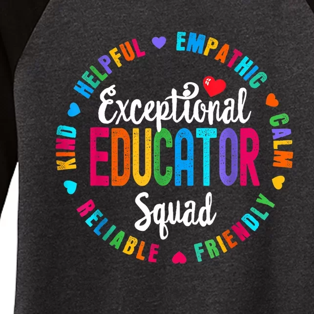 Exceptional Educator Squad Special Education Teacher Autism Women's Tri-Blend 3/4-Sleeve Raglan Shirt