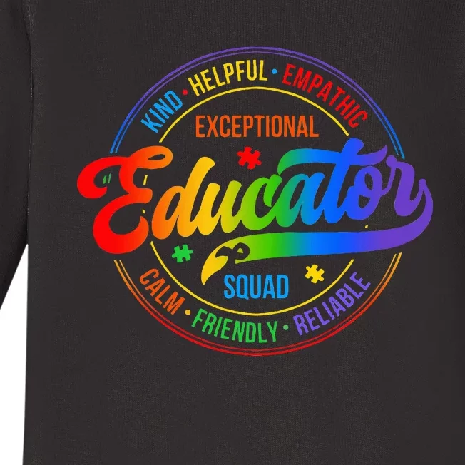 Exceptional Educator Squad Special Education Teacher Autism Baby Long Sleeve Bodysuit