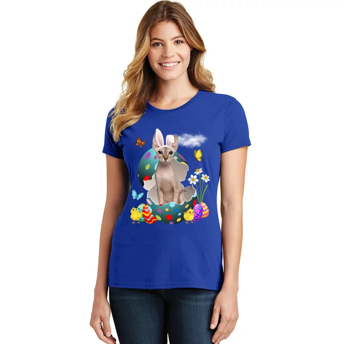 Easter Eggs Sphynx Bunny Cat Funny Gift Cat Dad Cat Mom Funny Gift Women's T-Shirt