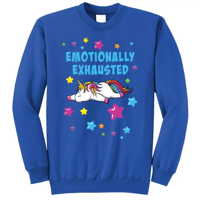 Emotionally Exhausted Tired Unicorn With Stars Gift Sweatshirt