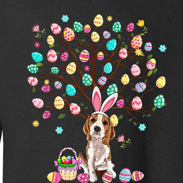 Easter Eggs Tree Beagle Dog Wearing Bunny Ear Toddler Sweatshirt