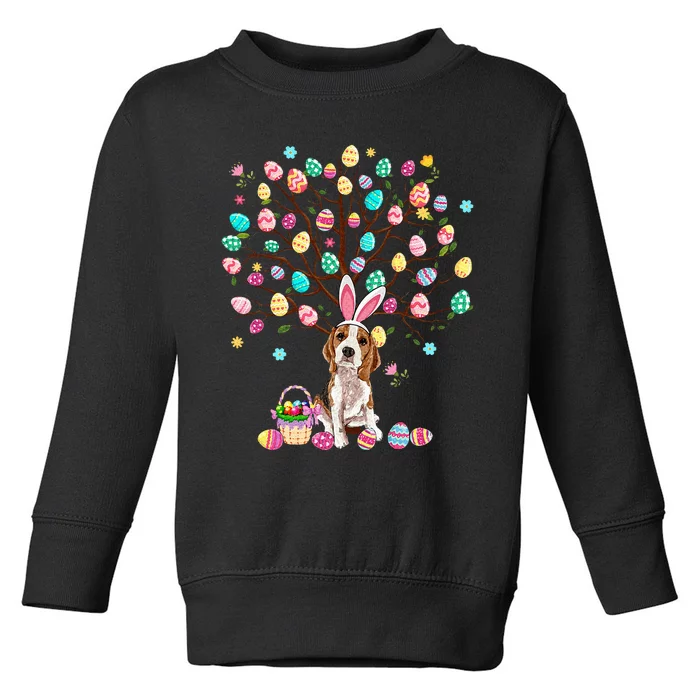 Easter Eggs Tree Beagle Dog Wearing Bunny Ear Toddler Sweatshirt