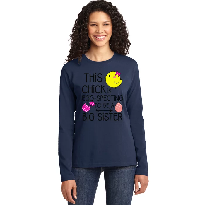 Easter Eggspecting To Be A Big Sister Announcement Ladies Long Sleeve Shirt