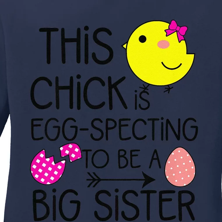 Easter Eggspecting To Be A Big Sister Announcement Ladies Long Sleeve Shirt