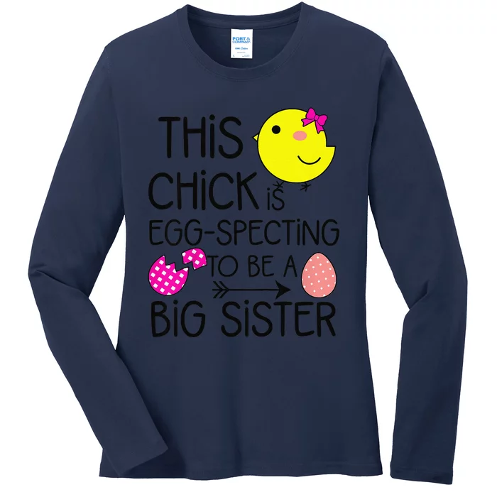 Easter Eggspecting To Be A Big Sister Announcement Ladies Long Sleeve Shirt