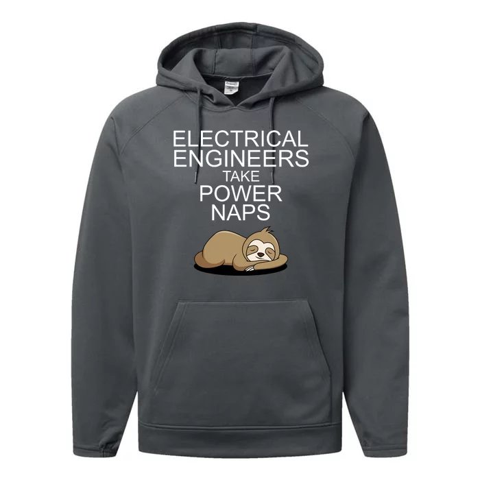 Electrical Engineers Take Power Naps Funny Sloth Performance Fleece Hoodie