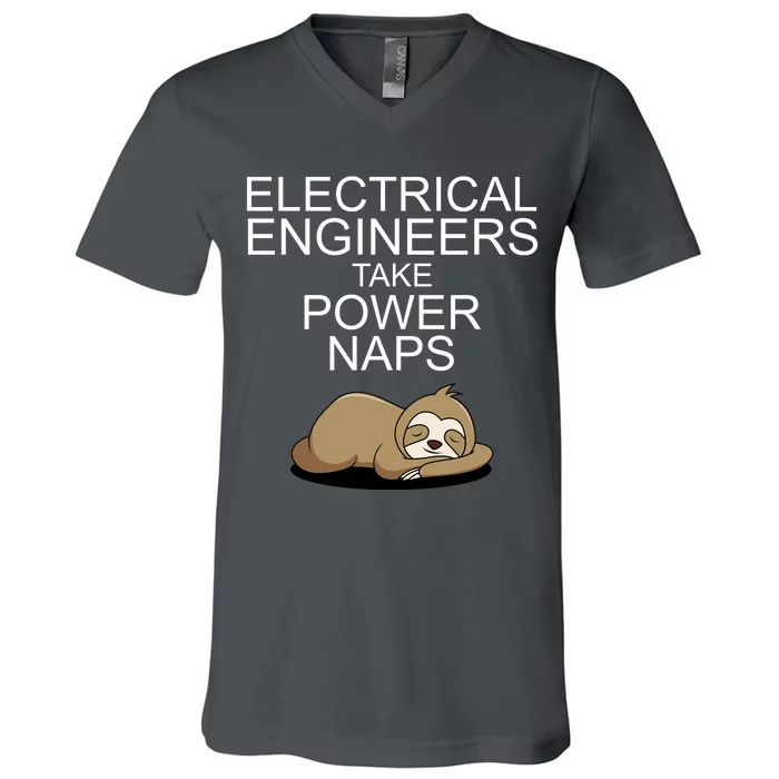 Electrical Engineers Take Power Naps Funny Sloth V-Neck T-Shirt