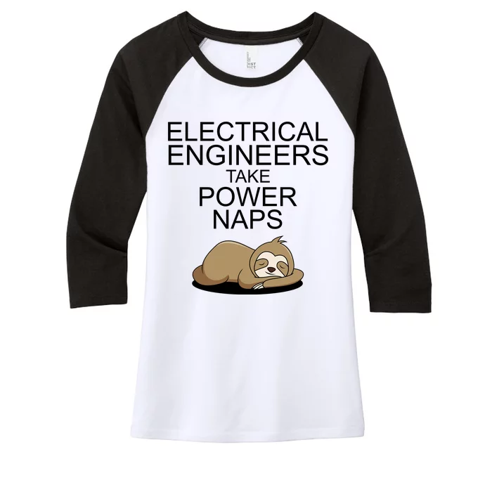 Electrical Engineers Take Power Naps Funny Sloth Women's Tri-Blend 3/4-Sleeve Raglan Shirt