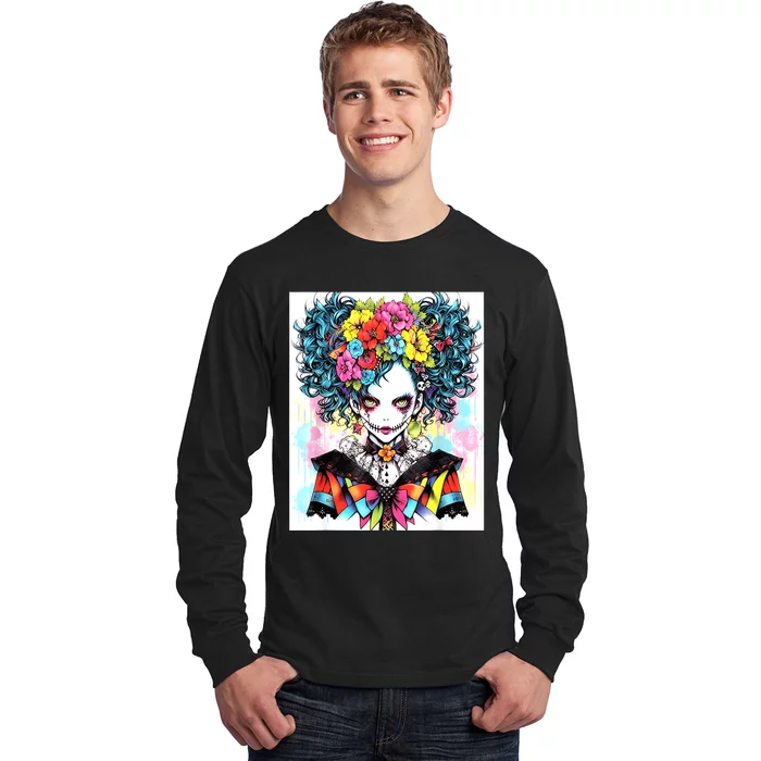 Elegant Edge: Vibrant Rebellious Design With Floral Accents Long Sleeve Shirt