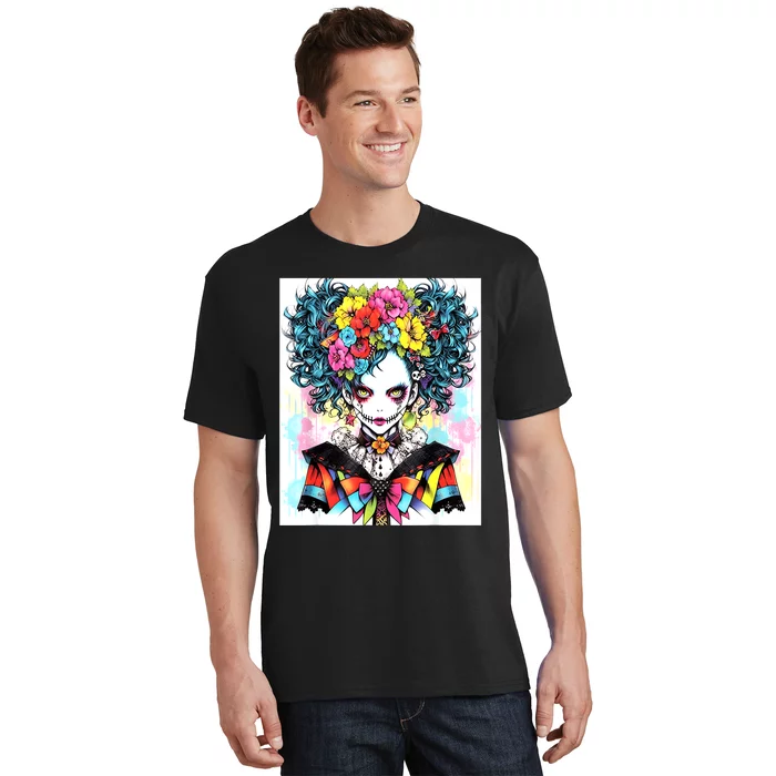 Elegant Edge: Vibrant Rebellious Design With Floral Accents T-Shirt