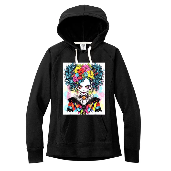 Elegant Edge: Vibrant Rebellious Design With Floral Accents Women's Fleece Hoodie