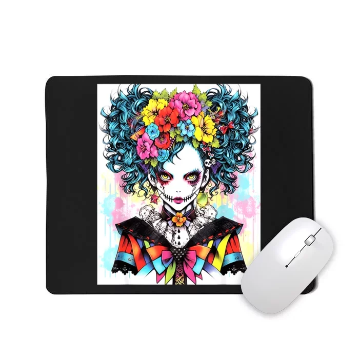 Elegant Edge: Vibrant Rebellious Design With Floral Accents Mousepad