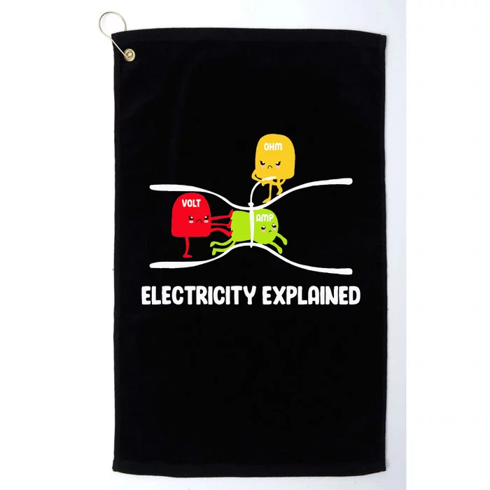 Electricity Explained Volt Ohm Amp Funny Electrician Platinum Collection Golf Towel