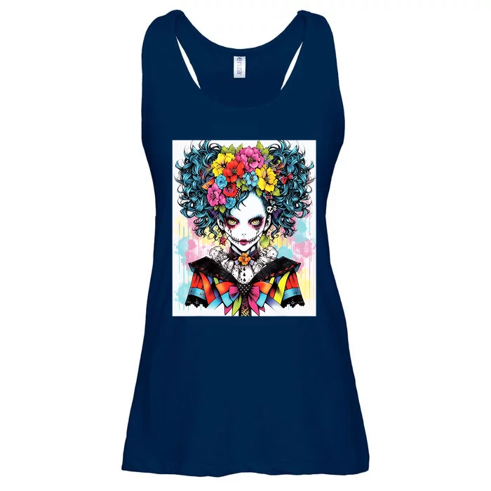 Elegant Edge: Vibrant Rebellious Design With Floral Accents Ladies Essential Flowy Tank