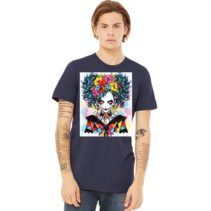 Elegant Edge: Vibrant Rebellious Design With Floral Accents Premium T-Shirt