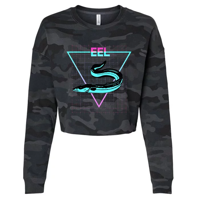 Eel Fish Aesthetic Retro Style Eel Fishing Cropped Pullover Crew