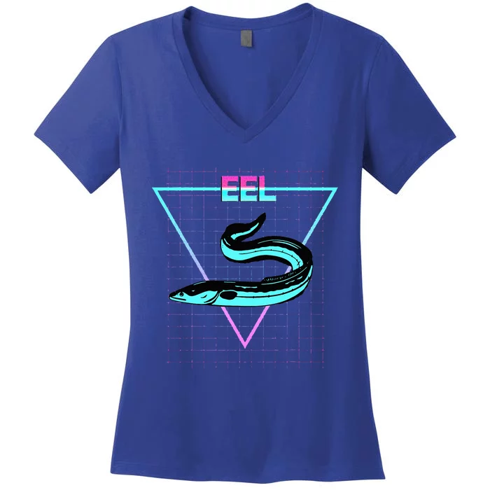 Eel Fish Aesthetic Retro Style Eel Fishing Women's V-Neck T-Shirt