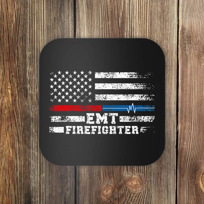 Emt Firefighter American Flag Proud Firefighter Emt Coaster