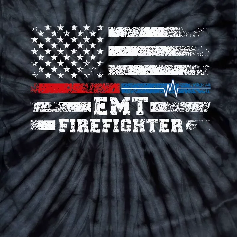 Emt Firefighter American Flag Proud Firefighter Emt Tie-Dye T-Shirt