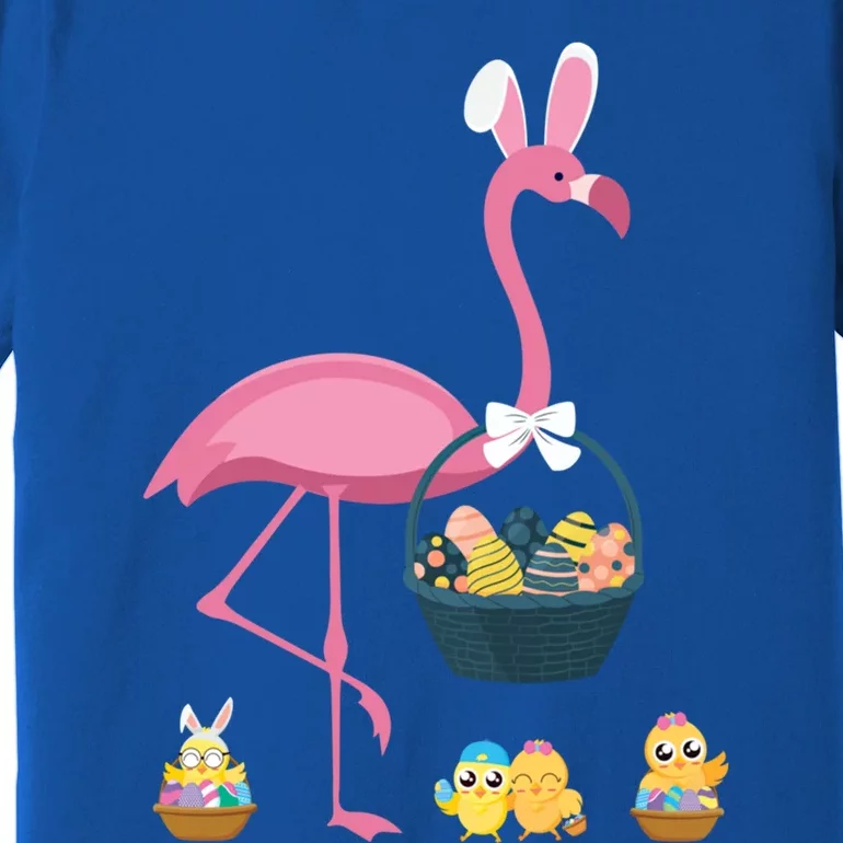 Easter Flamingo Basket Stuffer Rabbit Wading Bird Design Gift Premium T-Shirt