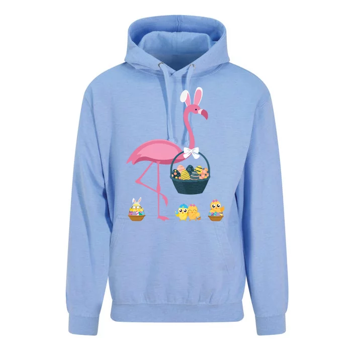 Easter Flamingo Basket Stuffer Rabbit Wading Bird Design Gift Unisex Surf Hoodie