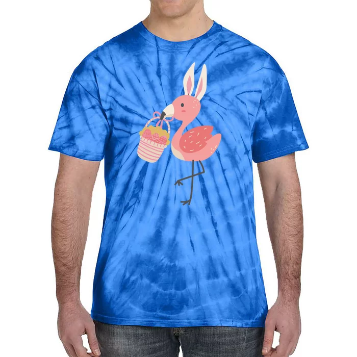 Easter Flamingo Bunny Ears Cute Easter Basket Adults Cool Gift Tie-Dye T-Shirt