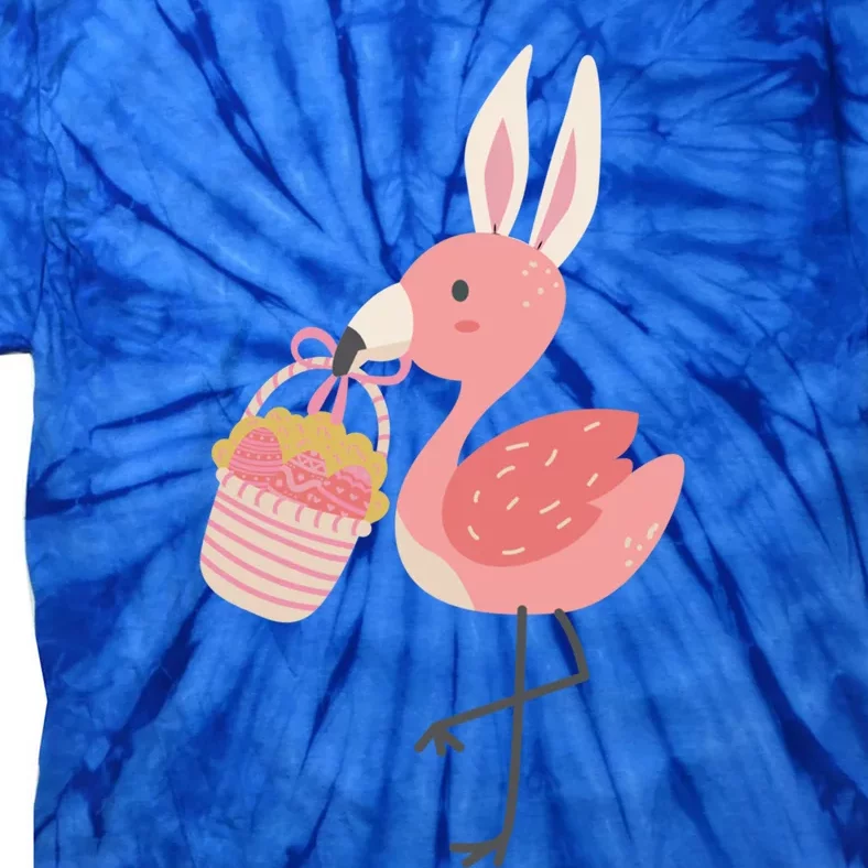 Easter Flamingo Bunny Ears Cute Easter Basket Adults Cool Gift Tie-Dye T-Shirt