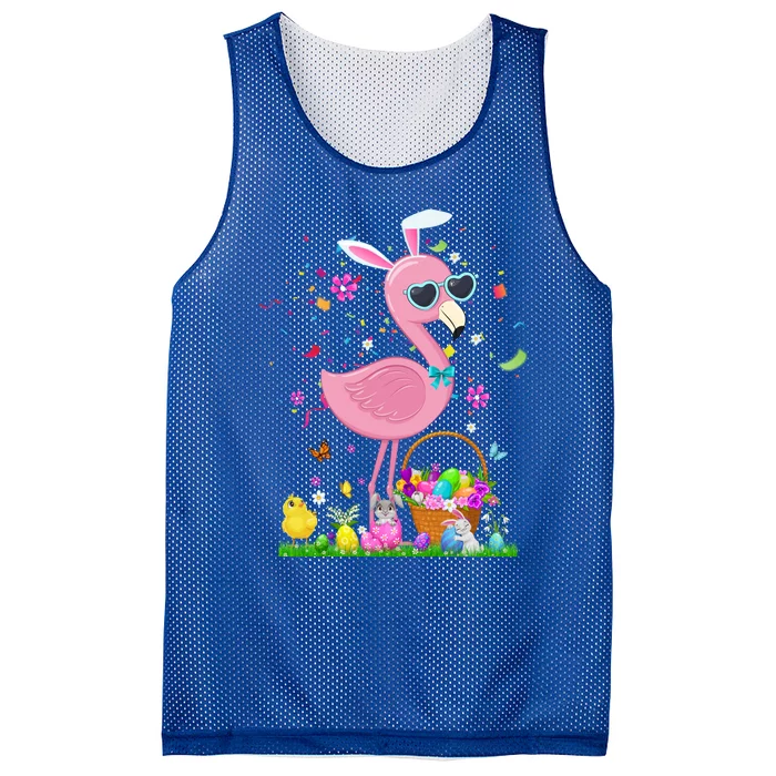 Easter Flamingo Bunny Ears With Easter Basket 2021 Gift Mesh Reversible Basketball Jersey Tank