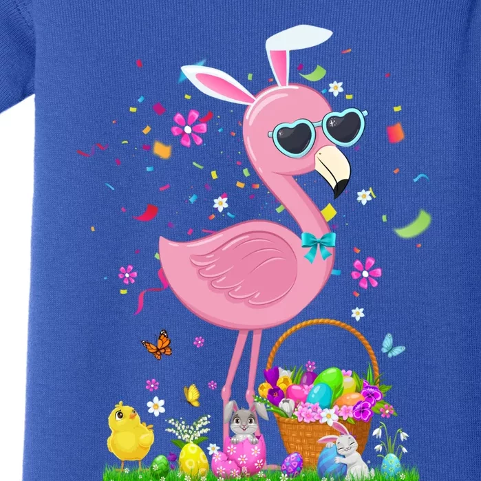 Easter Flamingo Bunny Ears With Easter Basket 2021 Gift Baby Bodysuit