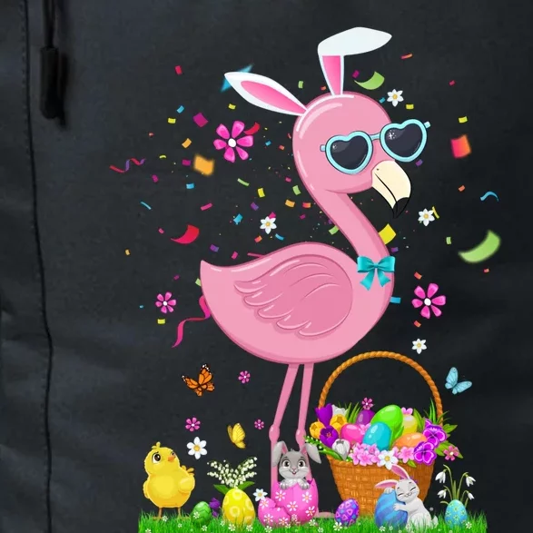 Easter Flamingo Bunny Ears With Easter Basket 2021 Gift Daily Commute Backpack