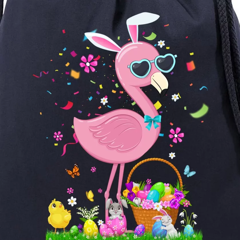 Easter Flamingo Bunny Ears With Easter Basket 2021 Gift Drawstring Bag