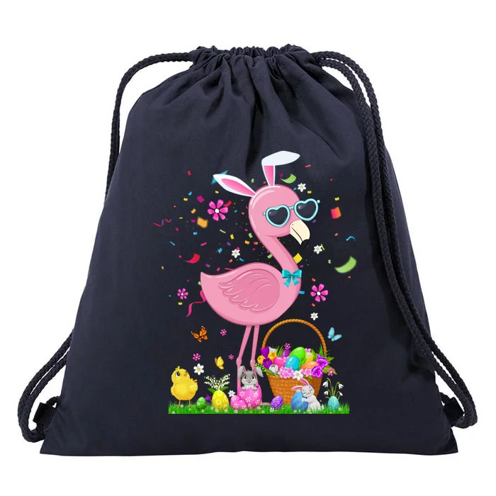 Easter Flamingo Bunny Ears With Easter Basket 2021 Gift Drawstring Bag