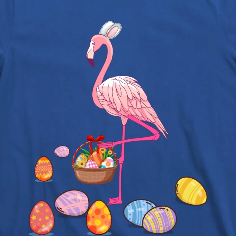 Easter Flamingo Bunny Lovers Egg Basket Funny Easter Gift T-Shirt