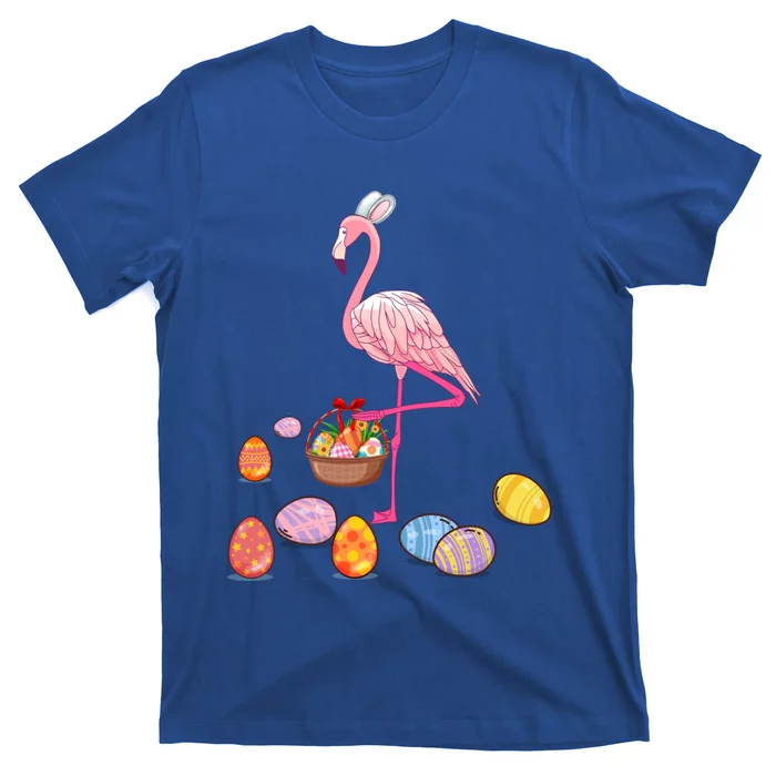 Easter Flamingo Bunny Lovers Egg Basket Funny Easter Gift T-Shirt