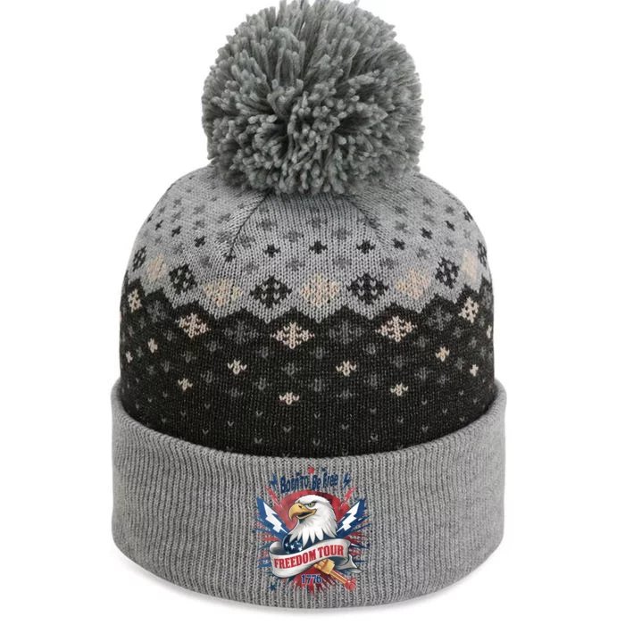 Eagle Freedom Born To Be Free 4th Of July The Baniff Cuffed Pom Beanie